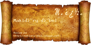 Makláry Ábel névjegykártya